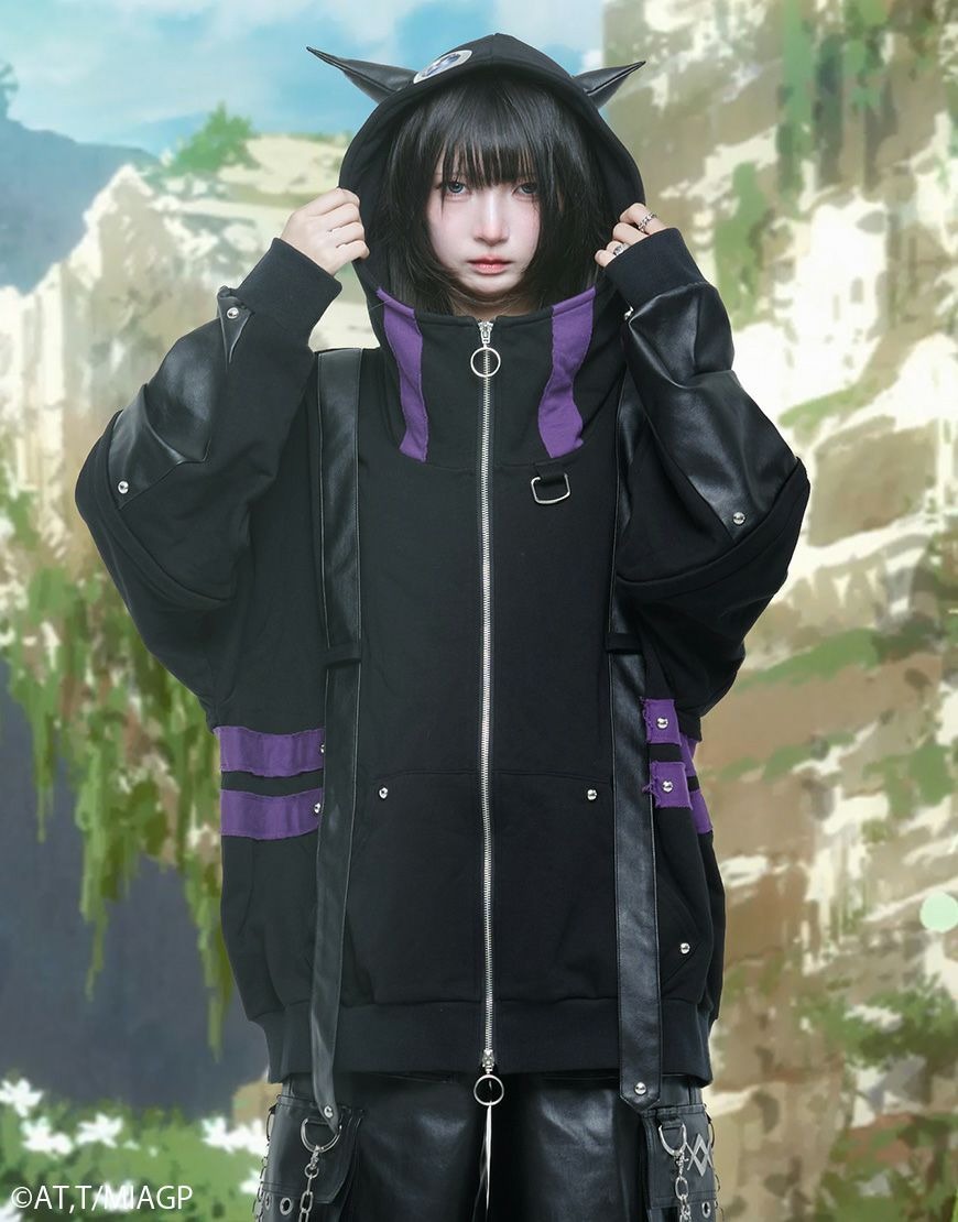 ililil x Reg motif zip-up hoodie - Made in Abyss mechanical design