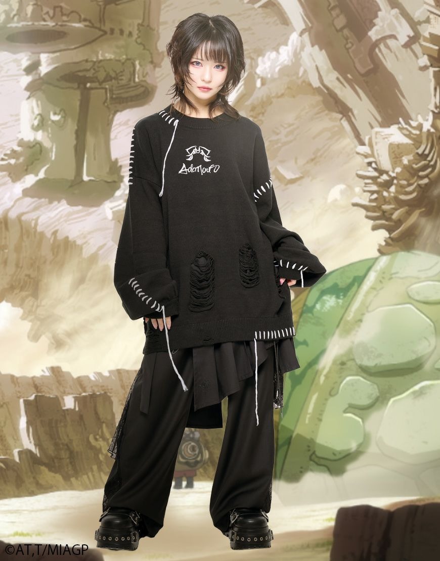 AdaNous x Vueko hand-stitched knit black - Made in Abyss Acro Tokyo