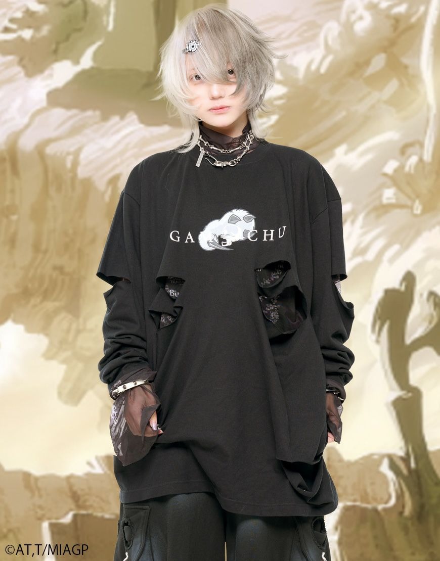 Gamchu x Faputa long-sleeve tee black - Made in Abyss anime fashion