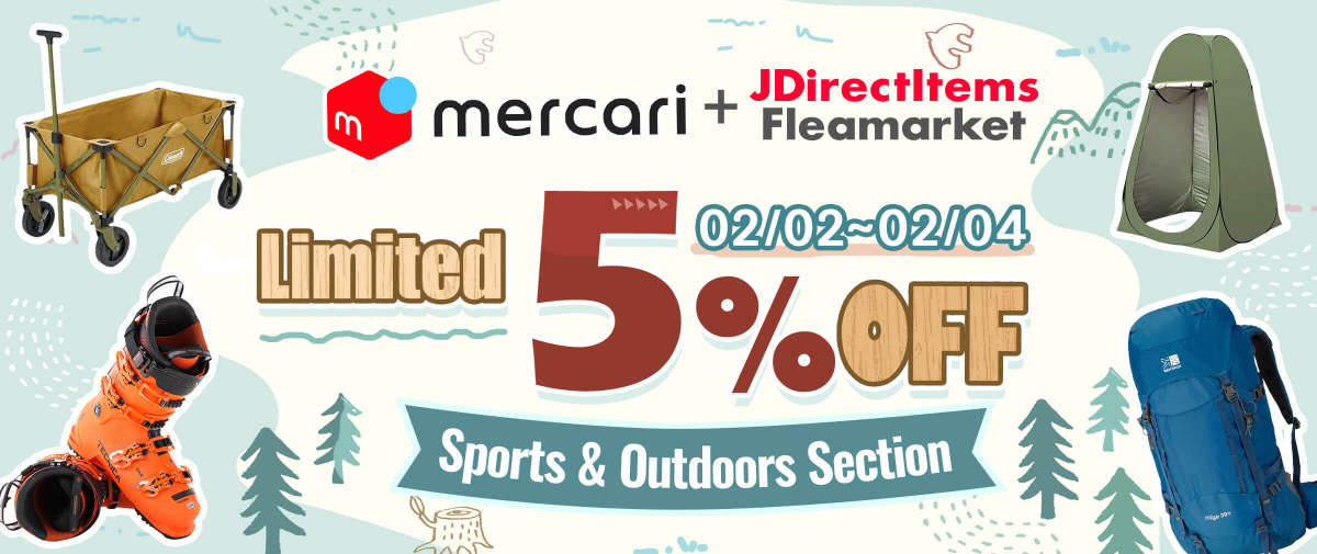 Mercari+JDirectItems Fleamarket  Sports & Outdoors Section 5% OFF 