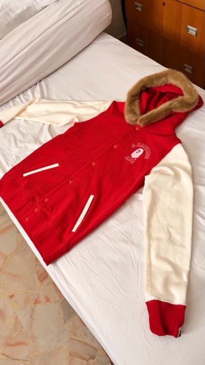 Bathing Ape Red/White Varsity Jacket (S)